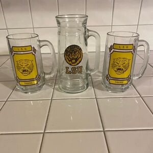 VTG LSU Tigers Glasses Beer Mugs Set Of 3